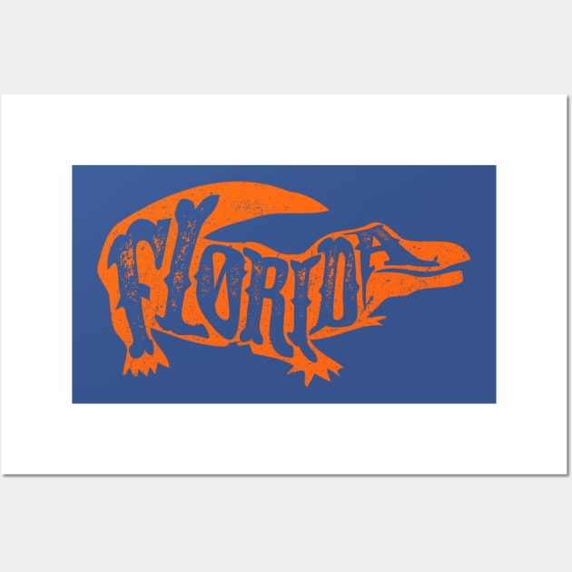 Orange Gator w/ Florida Cutout Wall Art by joshp214